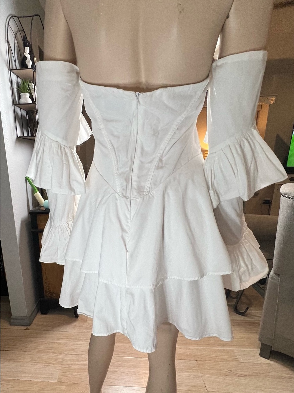 ASOS White Off-Shoulder Ruffle Tiered Dress - Picture 12 of 14
